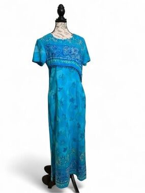Nicole Studio New York Vintage 90’s-Early 2000’s Y2K Floral Beaded Maxi Dress 12